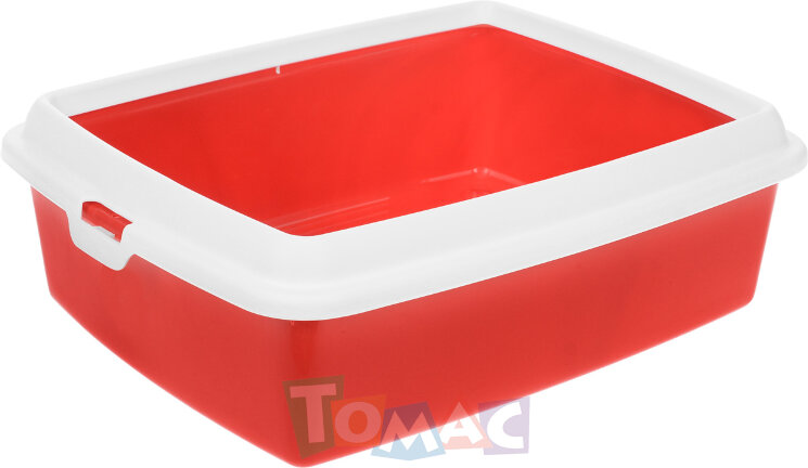 Туалет-лоток для животных MPS "Hydra Mini", с рамкой, красный, 43 см х 31 см х 12 см