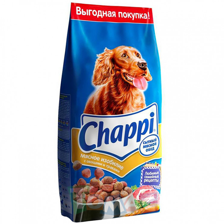 Корм для собак Chappi Мясное изобилие, мясное ассорти, с овощами, с травами 15 кг.