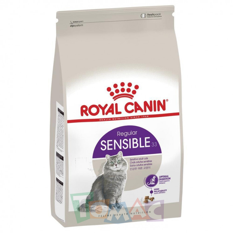 Сухой корм для кошек Royal Canin Regular Sensible 33 с чувствительной пищеварительной системой, с птицей и свининой, 2 кг