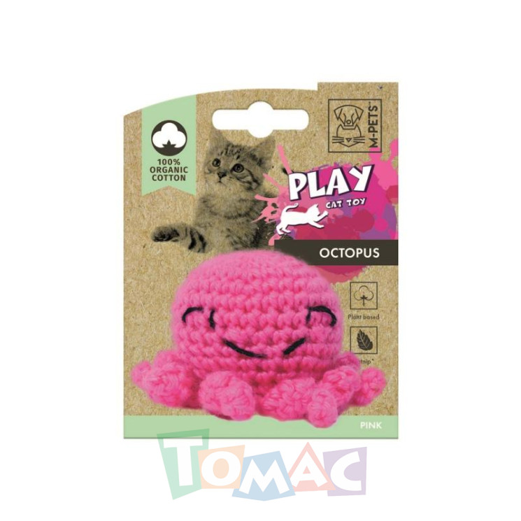M-PETS Игрушка для кошек PLAY Осьминог с кошачьей мятой, 7,5x7,5x5,5 см, цвет розовый