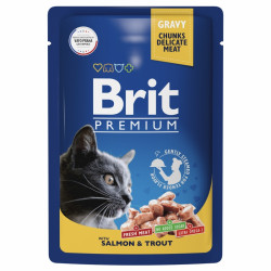 Brit Premium Пауч лосось и форель в соусе для взрослых кошек 85 гр.