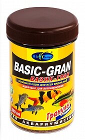 "БАЗИК-ГРАН"- тонущие гранулы 2 вида основной корм для всех видов рыб (банка) 110 г