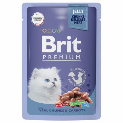 Brit Premium влажный корм для котят телятина морковь в желе 85 г.