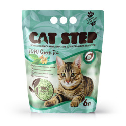 Наполнитель для кошек CAT STEP Tofu Green Tea комкующийся, растительный 6 л.
