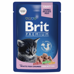 Brit Premium Пауч белая рыба в соусе для котят 85 г.