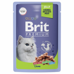 Brit Premium влажный корм для взрослых кошек ягненок в желе 85 г.