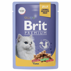 Brit Premium влажный корм для взрослых кошек тунец в желе 85 г.