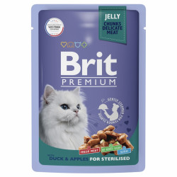 Brit Premium Пауч утка с яблоками в желе для взрослых стерилизованных кошек 85 г.