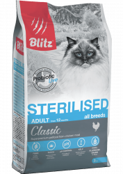 Blitz Classic с курицей сухой корм для стерилизованных кошек, 2 кг.