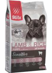 Blitz Sensitive с ягнёнком и рисом сухой корм для щенков всех пород, 2 кг.