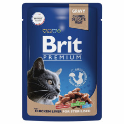 Brit Premium Пауч куриная печень в соусе для взрослых стерилизованных кошек 85 г. 