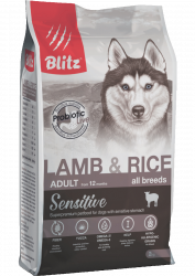 Blitz Sensitive с ягнёнком и рисом сухой корм для взрослых собак всех пород 2 кг.
