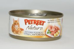 Petreet консервы для кошек кусочки розового тунца с картофелем 70 г