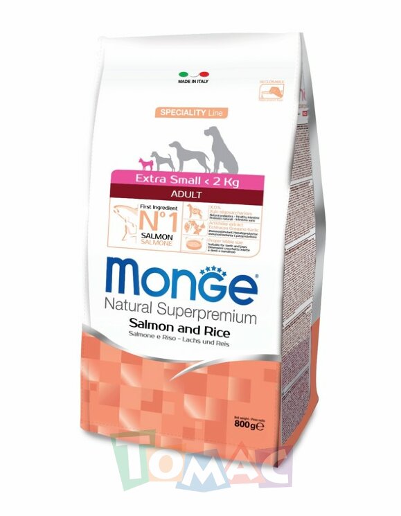 Monge Dog Speciality Extra Small корм для взрослых собак миниатюрных пород лосось с рисом  800г
