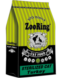 ZooRing STERILIZED CAT TURKEY Индейка для стерилизованных кошек и кастрированных котов, 350 г. 