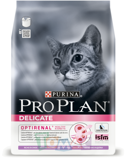 PRO PLAN Delicate для кошек с чувствительным пищеварением, индейка, 2,4 кг.+600 г.