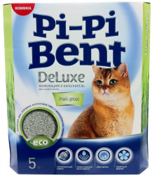 Наполнитель для кошачьего туалета Pi-Pi Bent DeLuxe Fresh Grass, комкующийся, 5 кг.