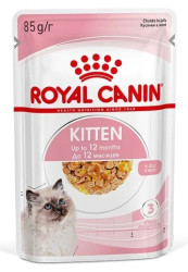 Влажный корм для котят в возрасте до 12 месяцев Royal Canin Kitten, мелкие кусочки в желе 85г.