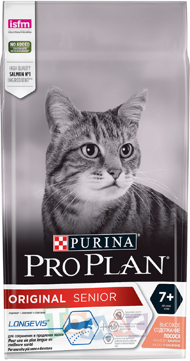 Корм PRO PLAN Original 7+ для кошек старше 7 лет, с лососем, 1,5 кг. 