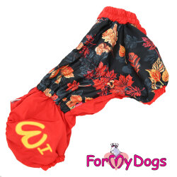 ДОЖДЕВИК FOR MY DOGS "ЛИСТЬЯ" ЧЕРНО/КРАСНЫЙ ДЛЯ ДЕВ., К47 (49см*67см)