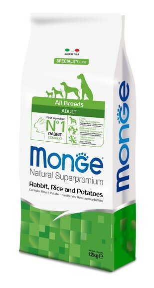 Monge Dog Speciality корм для собак всех пород кролик с рисом и картофелем 12 кг