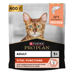Сухой корм PRO PLAN® VITAL FUNCTIONS для взрослых кошек для поддержания функций почек, мозга и иммунитета с лососем, 400 г