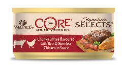 CORE SIGNATURE SELECTS консервы из говядины с курицей в виде кусочков в соусе для кошек 79 г