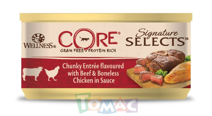 CORE SIGNATURE SELECTS консервы из говядины с курицей в виде кусочков в соусе для кошек 79 г