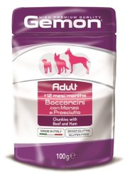 Gemon Dog Pouch паучи для собак кусочки говядины с ветчиной 100г