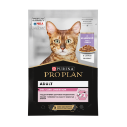 Корм PRO PLAN Delicate DIGESTION для кошек с чувствительным пищеварением, с индейкой в соусе, 85 г.