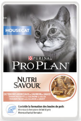 Корм PRO PLAN NUTRISAVOUR Housecat для кошек, живущих дома, с лососем в соусе, 85 г.