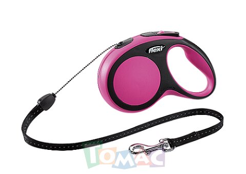 Flexi рулетка New Comfort S (до 12 кг) трос 5 м черный/розовый