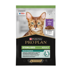 Влажный корм PRO PLAN® Sterilised MAINTENANCE для взрослых стерилизованных кошек с уткой в соусе, 85 г