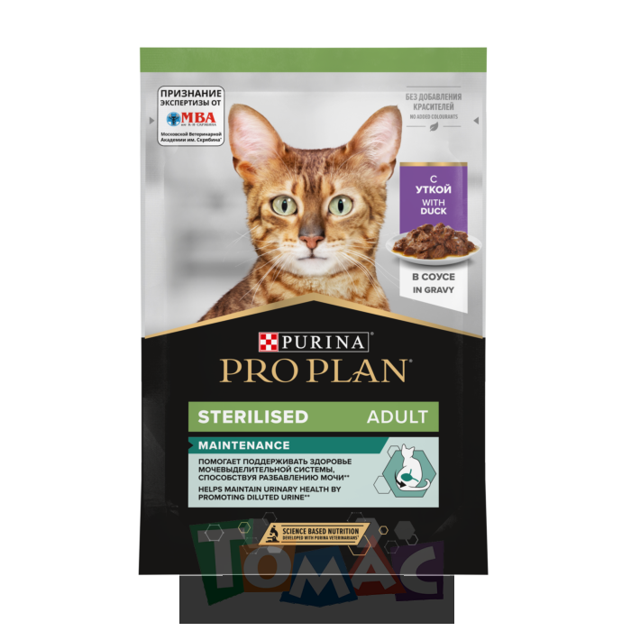 Влажный корм PRO PLAN® Sterilised MAINTENANCE для взрослых стерилизованных кошек с уткой в соусе, 85 г