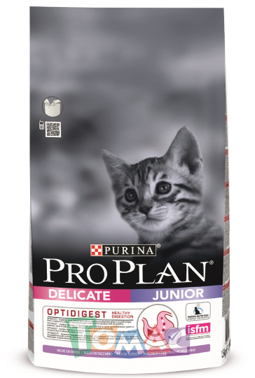 Корм PRO PLAN Junior Delicate для котят с чувствительным пищеварением, с индейкой, 200 г.